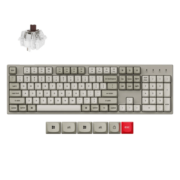 Keychron C2 Pro 8K (C2PX-M3) - US Layout - Hot-Swappable Super Brown Switches - Black (Juoda) Mechaninė Žaidimų Klaviatūra