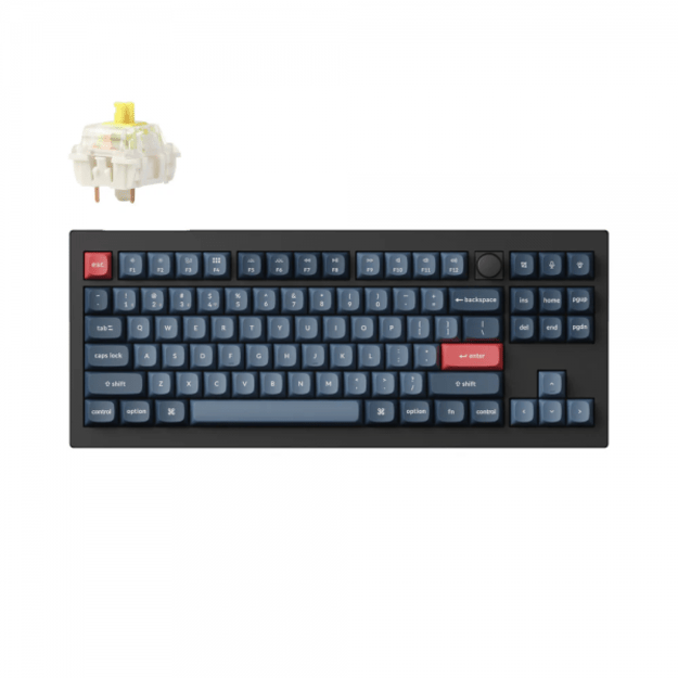 Keychron V3 Max Wireless (V3M-D4) - US Layout - Hot-Swappable Gateron Jupiter Banana - Carbon Black (Juoda) Mechaninė Belaidė Žaidimų Klaviatūra