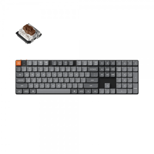 Keychron K5 Max Wireless (K5M-H3) - US Layout - Hot-Swappable Gateron Brown - Black (Juoda) Mechaninė Belaidė Žaidimų Klaviatūra