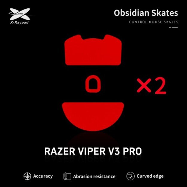 X-Raypad Obsidian Skates Razer Viper V3 Pro Red 2 vnt. (Raudoni) Pakaitiniai Mouse Feet