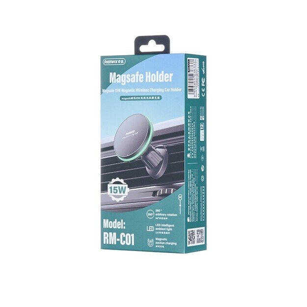 Automobilinis laikiklis-įkroviklis Remax RM-C01 MagSafe 15W juodas 1
