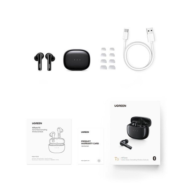 Belaidės ausinės Ugreen WS106 HiTune T3 Active Noise-Cancelling Earbuds juodos 3