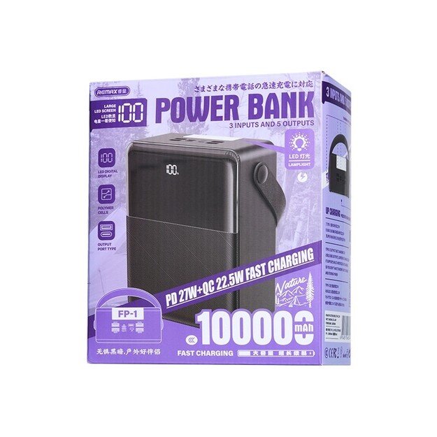 I&scaron;orinė baterija Power Bank Remax FP-1 22.5W 100000mAh juoda 1