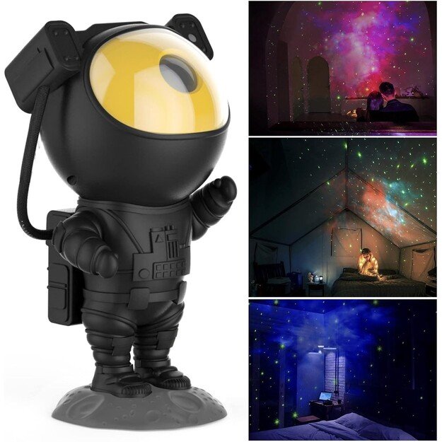 LED 3D galaktikų ir žvaigždžių projektorius Reach Astronaut, juodas