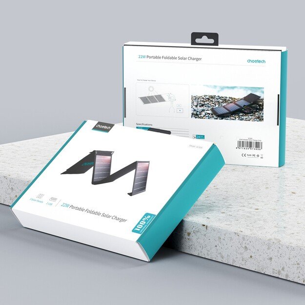 Saulės energijos įkroviklis Choetech SC005 22W 2.4A 5