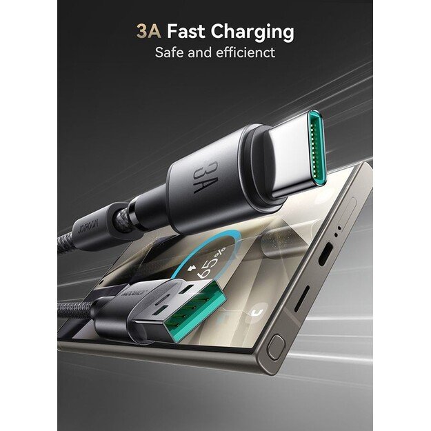 USB kabelis Joyroom SA-50 USB-A to USB-C 3A 1.2m tamsiai pilkas 1