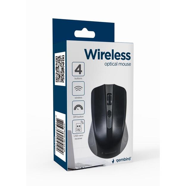 MOUSE USB OPTICAL WRL GREY/BLACK MUSW-4B-04-GB GEMBIRD