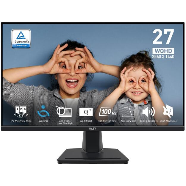 LCD Monitor|MSI|PRO MP275Q|27 |Panel IPS|2560x1440|16:9|100Hz|Matte|1 ms|Speakers|Tilt|Colour Black|PROMP275Q