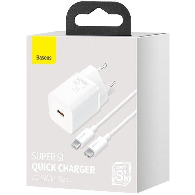 Įkroviklis Baseus Super Si 25W USB-C + USB-C to USB-C cable 1.0m baltas TZCCSUP-L02 5