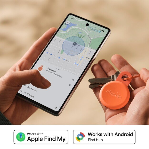 Chipolo LOOP &ndash; Rechargeable Bluetooth Tracker with Silicone Loop for iOS & Android, Coral