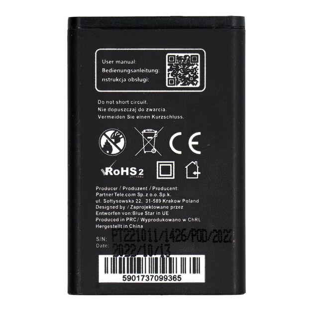 Battery for Nokia 1208 / 1200 / C1 / 1616 / 1800 1100 mAh Blue Star 1