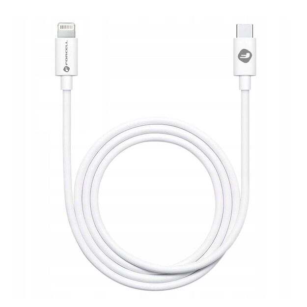 Cable USB C to Lightning Forcell F-Energy PD 27W Tube 1 m C291 white 1