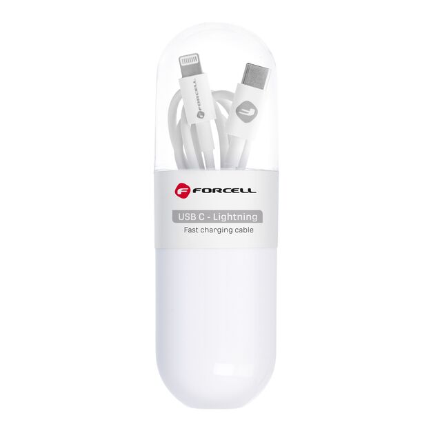 Cable USB C to Lightning Forcell F-Energy PD 27W Tube 1 m C291 white