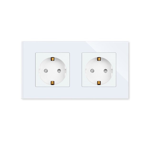 Dvivietis ki&scaron;tukinis lizdas su stikliniu rėmeliu Feelspot, baltas