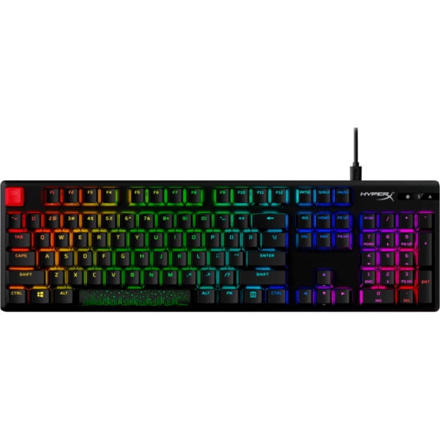HyperX Alloy Origins PBT - US layout - HX Red Linear Switches - Black (Juoda) Mechaninė Žaidimų Klaviatūra 