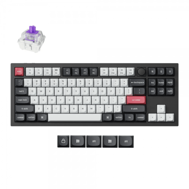 Keychron Q3 HE Wireless (Q3H-M1)  - US Layout - Gateron Magnetic Nebula - Carbon Black (Juoda) Magnetinė Belaidė Žaidimų Klaviatūra