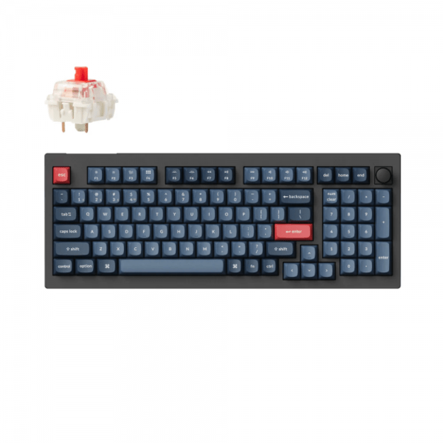 Keychron V5 Max Wireless (V5M-D1) - US Layout - Hot-Swappable Gateron Jupiter Red - Carbon Black (Juoda) Mechaninė Belaidė Žaidimų Klaviatūra