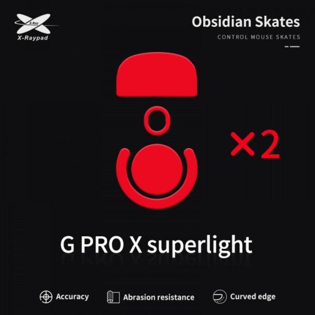 X-Raypad Obsidian Skates Logitech G Pro X Superlight 1 Red 2 vnt. (Raudoni) Pakaitiniai Mouse Feet