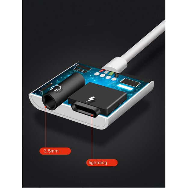 Adapteris bluetooth ADP13 i&scaron; Lightning į Lightning + 3,5mm baltas 1