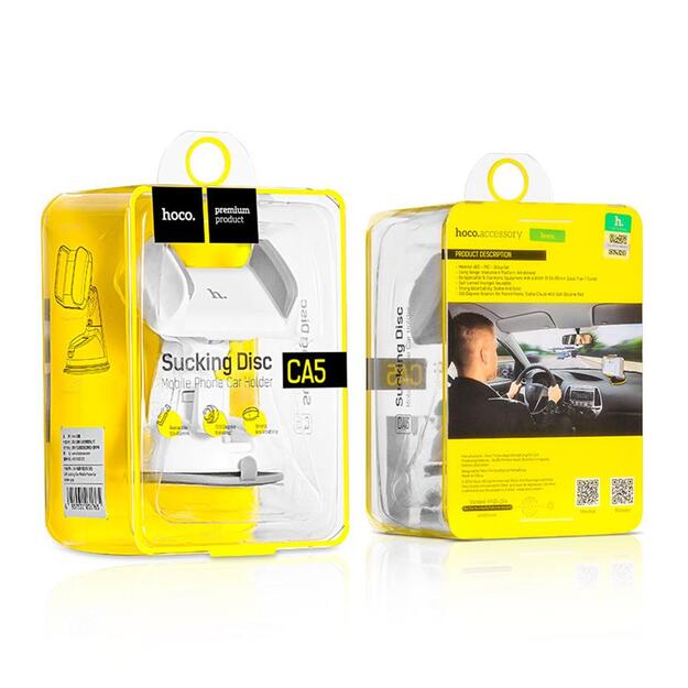 Automobilinis telefono laikiklis Hoco CA5, tvirtinamas prie lango, trumpa-standi kojelė juodas 2