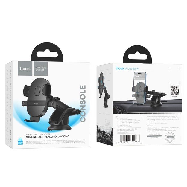 Automobilinis telefono laikiklis Hoco H19 (dashboard/windshield) juodas 5