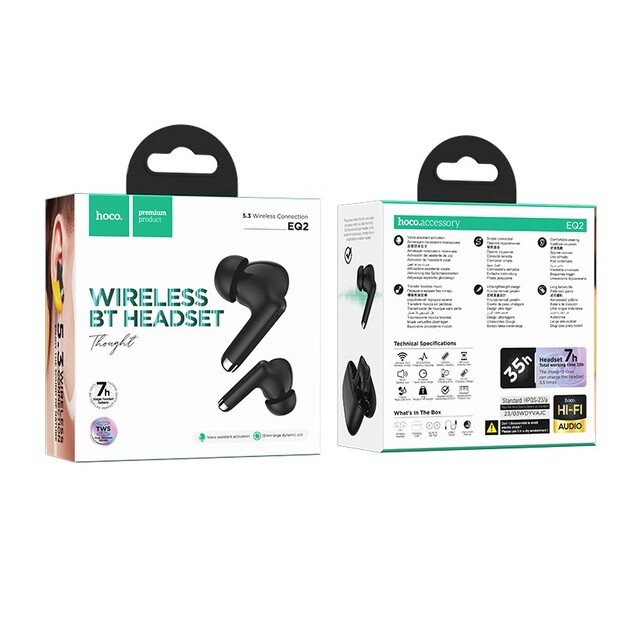 Belaidės ausinės Hoco EQ2 juodos 2