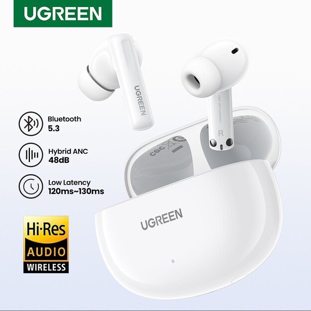 Belaidės ausinės Ugreen WS200 HiTune T6 Active Noise-Cancelling Earbuds baltos 2