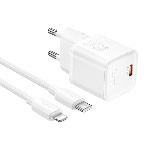 Įkroviklis Hoco N66 35W GaN USB-C/USB-A + USB-C to Lightning cable 1.0m baltas