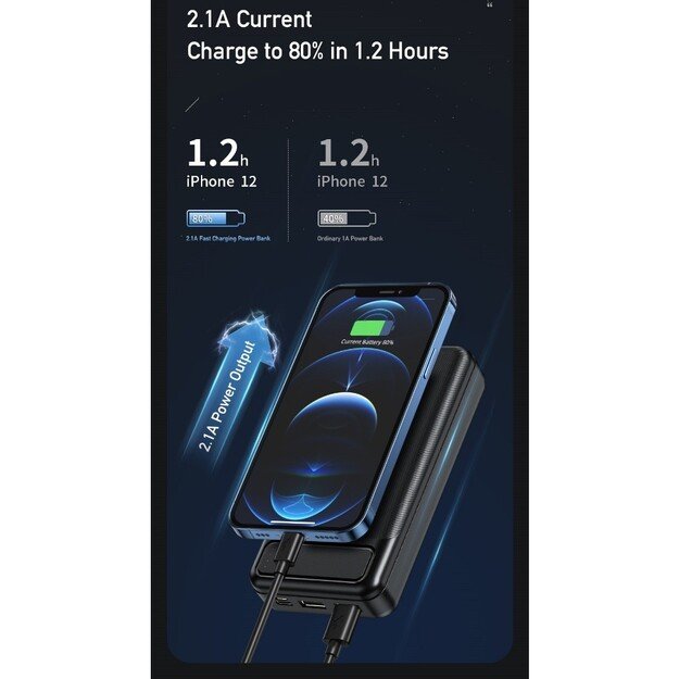 I&scaron;orinė baterija Power Bank Awei P6K 5V/2.1A 20000mAh juoda 3