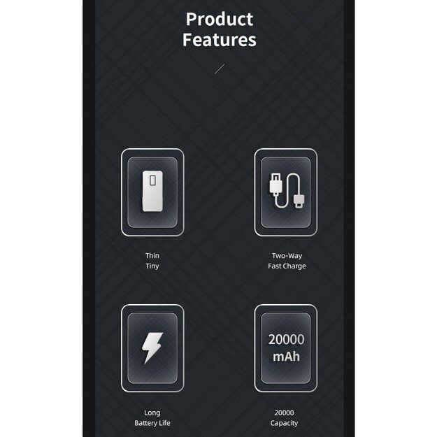 I&scaron;orinė baterija Power Bank Awei P6K 5V/2.1A 20000mAh juoda 4