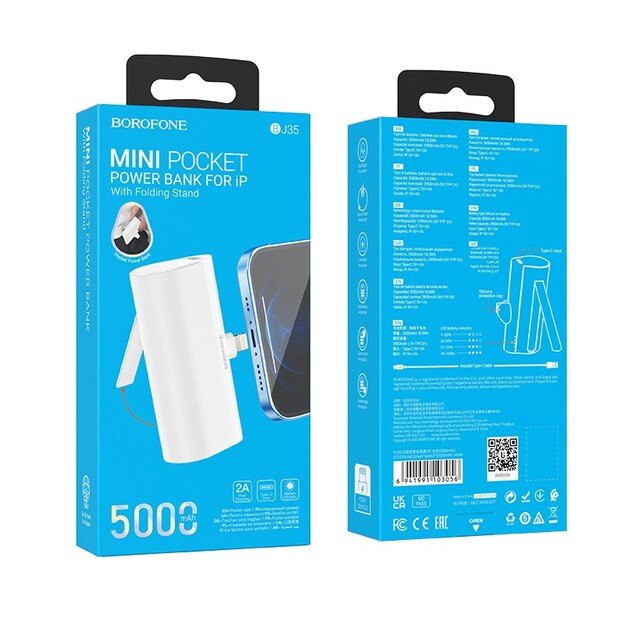I&scaron;orinė baterija Power Bank Borofone BJ35 Lightning 5000mAh balta 4