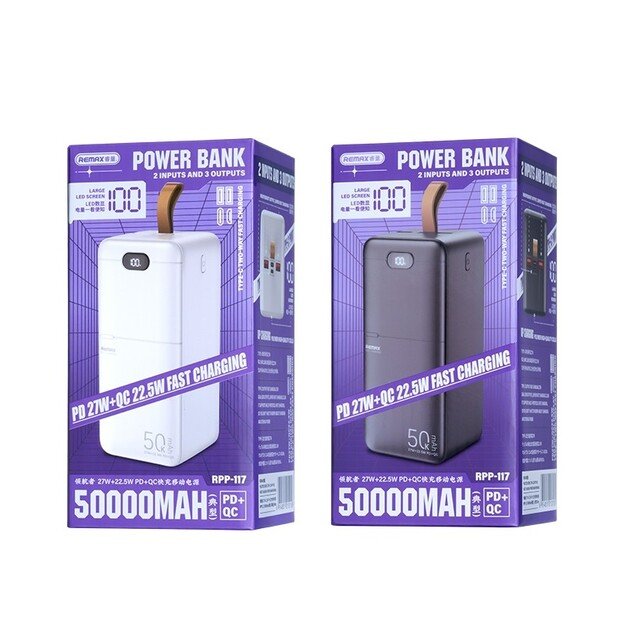 I&scaron;orinė baterija Power Bank Remax RPP-117 22.5W 50000mAh juoda 1