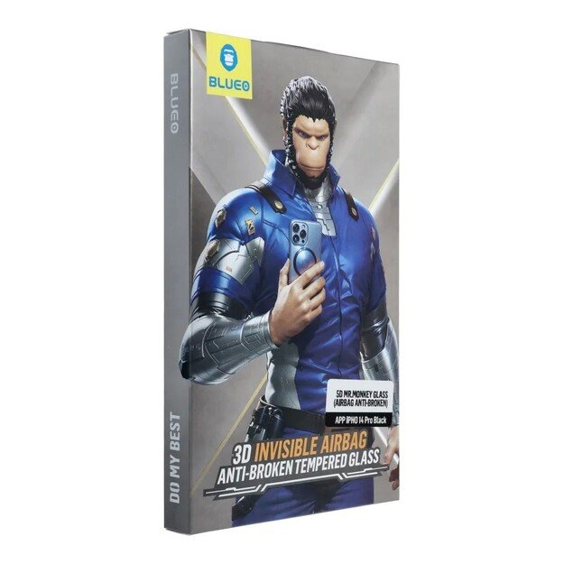 LCD apsauginis stikliukas 5D Mr. Monkey Glass (Airbag Anti-Broken) Apple iPhone 17 Pro Max juodas