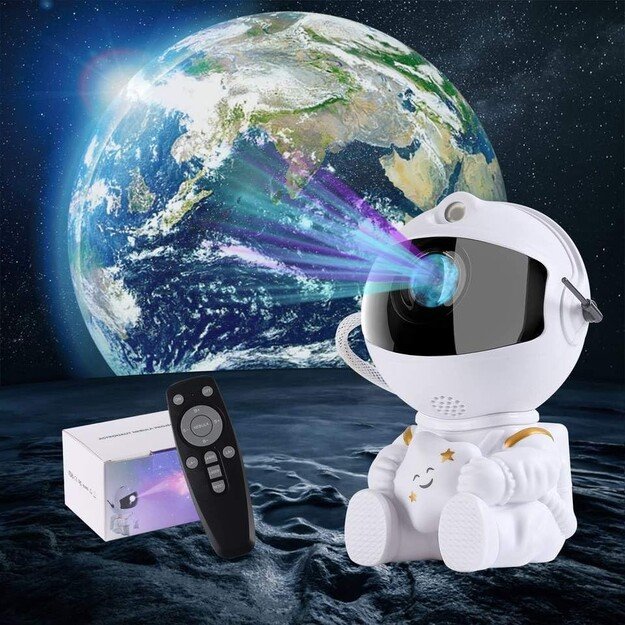 LED 3D galaktikų ir žvaigždžių projektorius Reach Mini Astronaut, baltas 3
