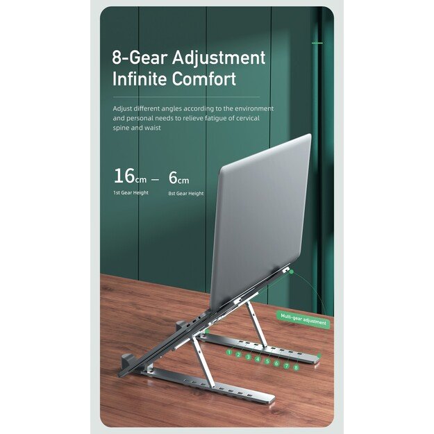 Sulankstomas ne&scaron;iojamo kompiuterio stovas Awei X26 sidabrinis 4