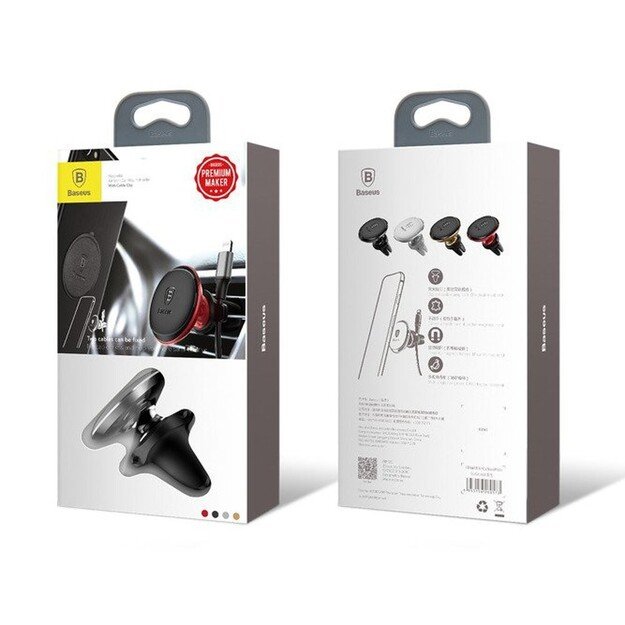 Telefono laikiklis Baseus Magnetic Air Vent With Cable Clip juodas SUGX020001 4