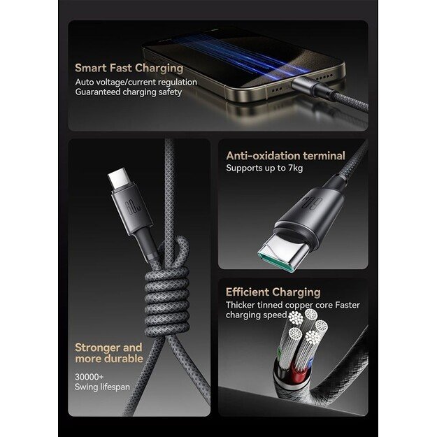 USB kabelis Joyroom SA-50 USB-C to USB-C 60W 1.2m tamsiai pilkas 4