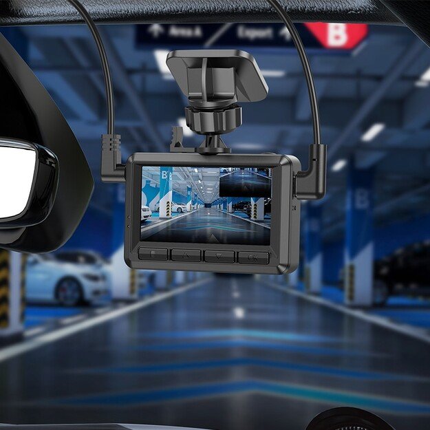 Vaizdo registratorius Hoco DV3 Dual Channel Driving Recorder With Display 4