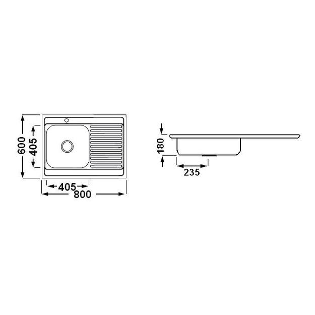 Nerūdijančio plieno plautuvė 864 de&scaron;inė uždedama su sifonu 0.6mm 2