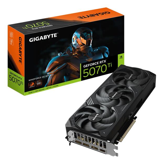 Graphics Card|GIGABYTE|NVIDIA GeForce RTX 5070 Ti|16 GB|GDDR7|256 bit|PCIE 5.0 16x|Triple slot Fansink|GV-N507TWF3OC-16GD1.0