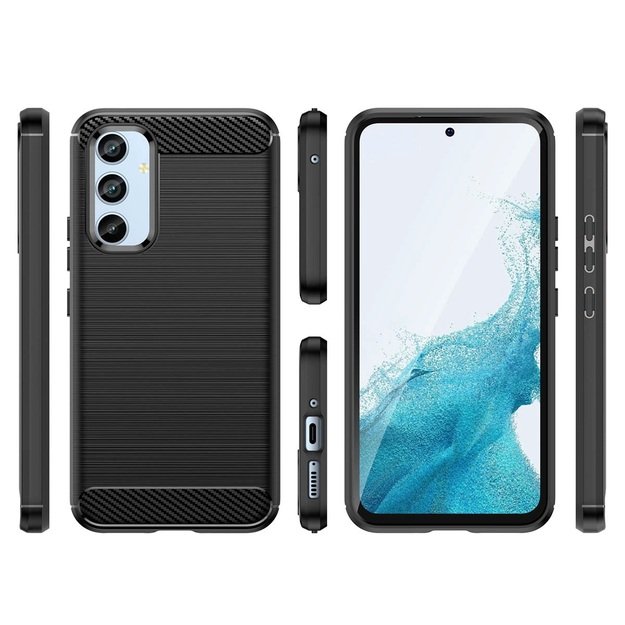 Carbon Case for Samsung Galaxy A54 flexible silicone, Black