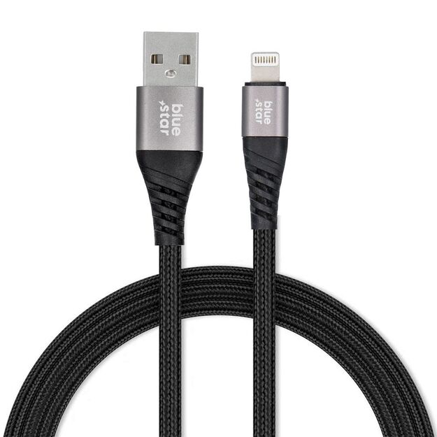 Cable USB A to Lightning Blue Star 2,4A with braid 1,2 m TFK-DC-003 black 1