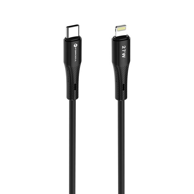 Cable USB C to Lightning Forcell F-Energy PD 3A 27W Silicone 1 m C346 black 3