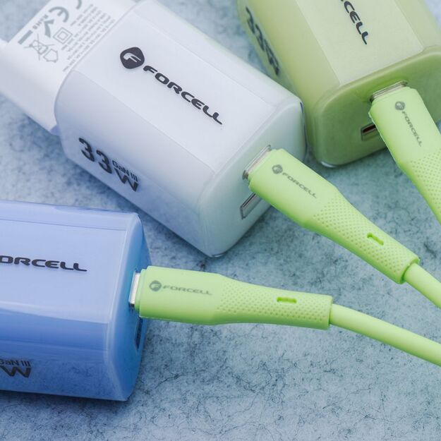 Cable USB C to Lightning Forcell F-Energy PD 3A 27W Silicone 1 m C346 green 8