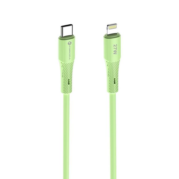 Cable USB C to Lightning Forcell F-Energy PD 3A 27W Silicone 1 m C346 green 3