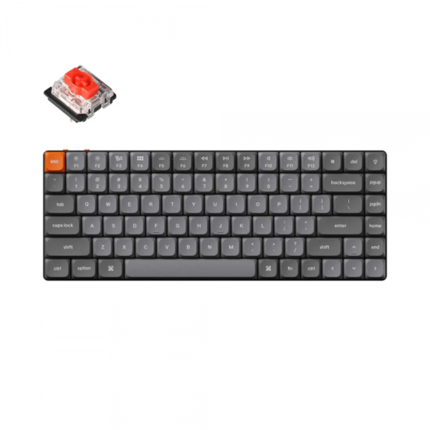 Keychron K3 Max Wireless (K3M-H1) - US Layout - Hot-Swappable Low Profile Gateron Red - Black (Juoda) Mechaninė Belaidė Žaidimų Klaviatūra