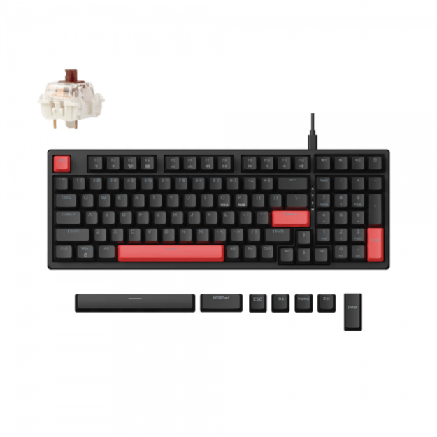 Keychron Lemokey X5 (X5-A3) - US Layout - Tactile Brown Switches - Black (Juoda) Mechaninė Žaidimų Klaviatūra