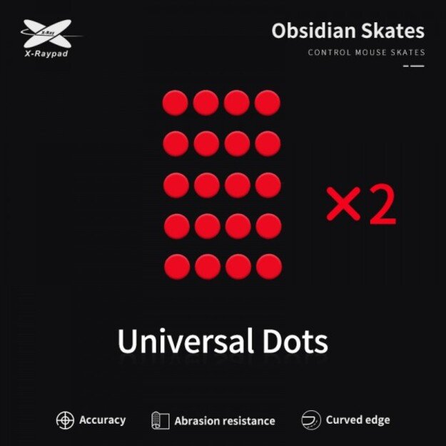 X-Raypad Obsidian Skates Universal Dots Red 40 vnt. (⌀6.5 x 0.8 mm) (Raudoni) Pakaitiniai Mouse Feet