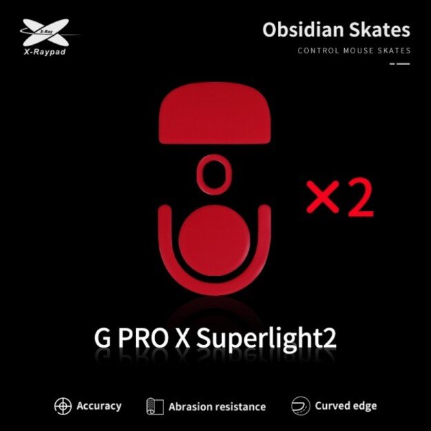 X-Raypad Obsidian Skates Logitech G Pro X Superlight 2 Red 2 vnt. (Raudoni) Pakaitiniai Mouse Feet