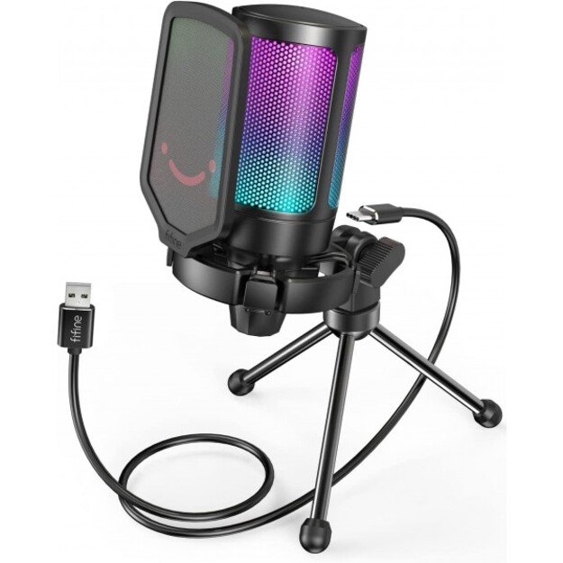 FIFINE AmpliGame A6V RGB Black (Juodas) Kondensatorinis Mikrofonas